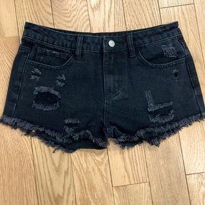Black ripped jean shorts size kids 11/12